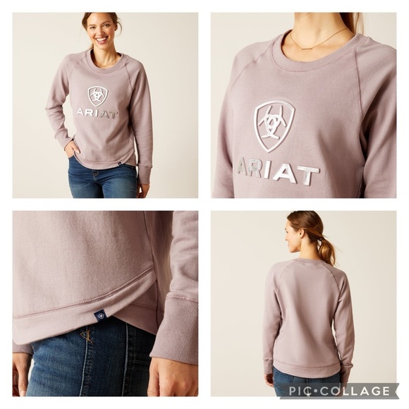 ARIAT Benecia Embossed Sweatshirt Quail Scalloped Hem Women’s size Small - Picture 1 of 11